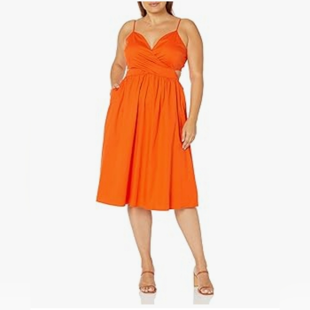 Makenna Elegant Orange Midi Dress - Picture 4 of 6